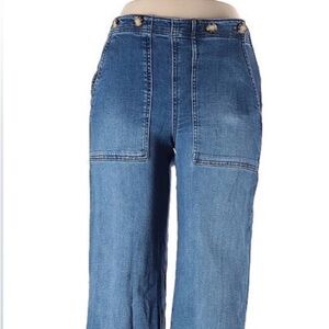 Anthropologie Petite Pilcro The Kit Wide Leg Utility Trouser Jeans